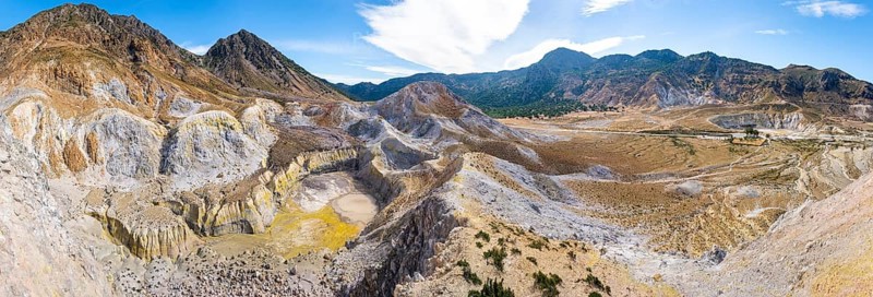 Caldera volcano with pumice fields