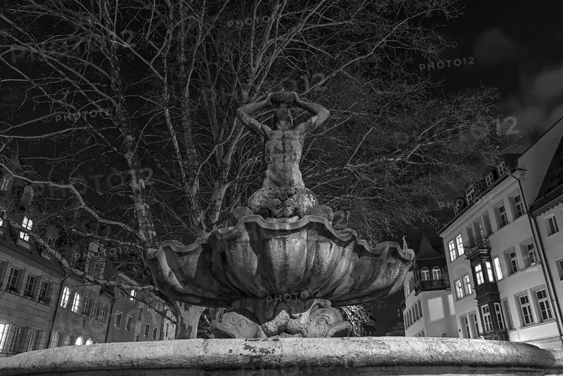 Baroque Triton Fountain at night