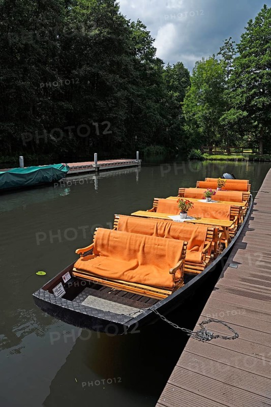 Typical Spreewald barge in the harbour of Schlepzig
