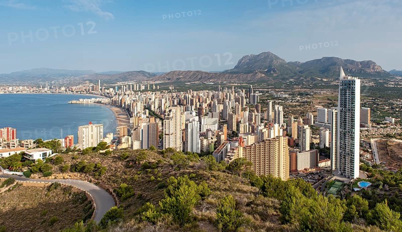 Skyscrapers of Benidorm as seen from La Creu (Cross) mountain