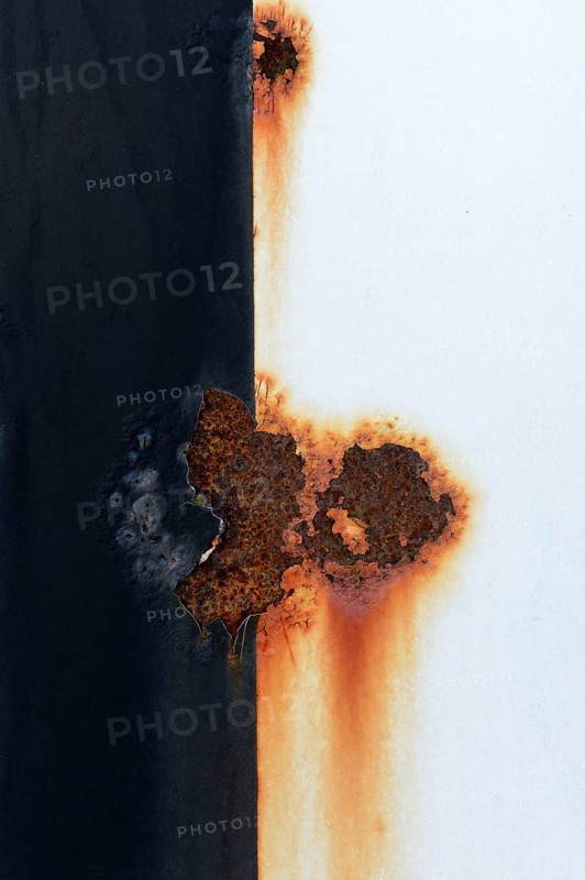Rust stain on a metal plate