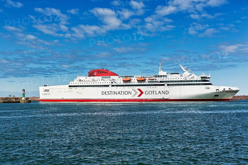 Ferry of the Swedish shipping company Destination Gotland entering the harbour