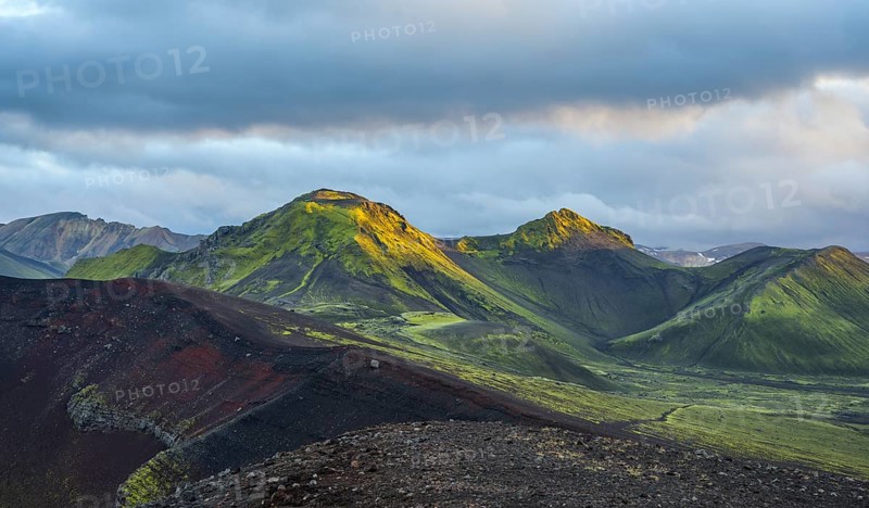 View from Ljotipollur volcano in the evening light