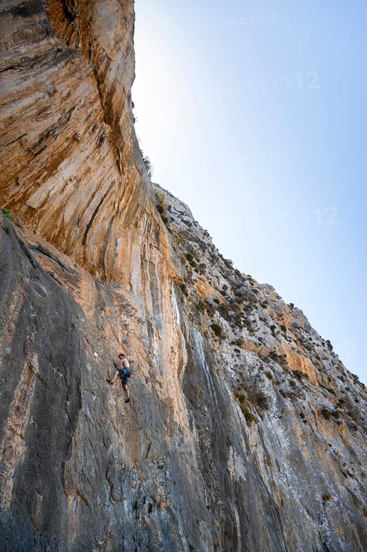 Climbing on a rock face