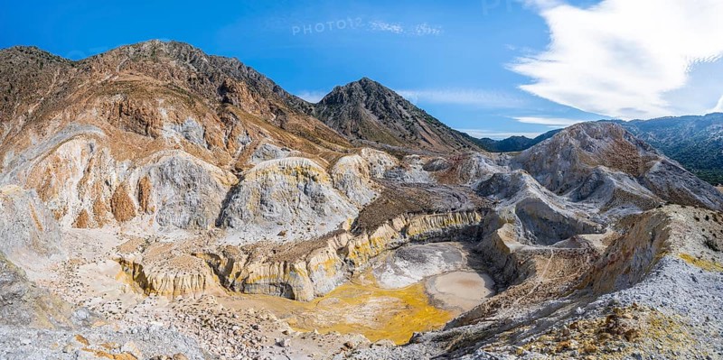 Caldera volcano with pumice fields