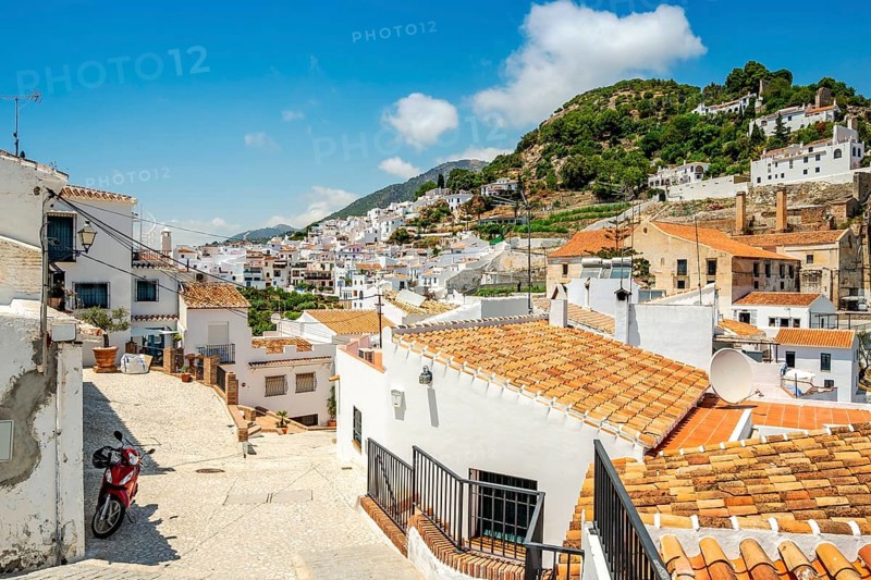 Picturesque town of Frigiliana located in mountainous region of Malaga