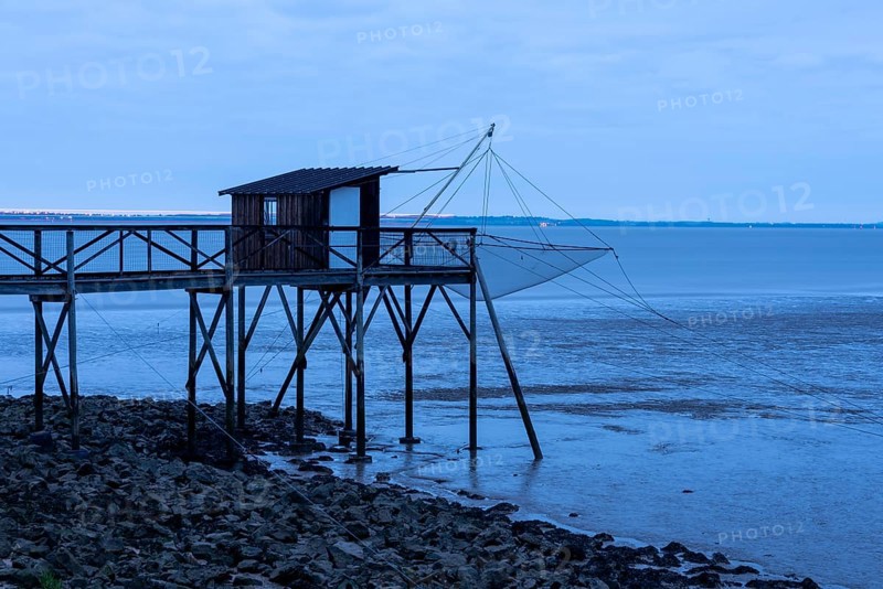 Jetty with hut and fish trap
