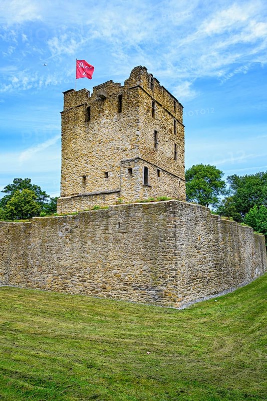 Ruin of partially reconstructed former moated castle Altendorf from the Middle Ages