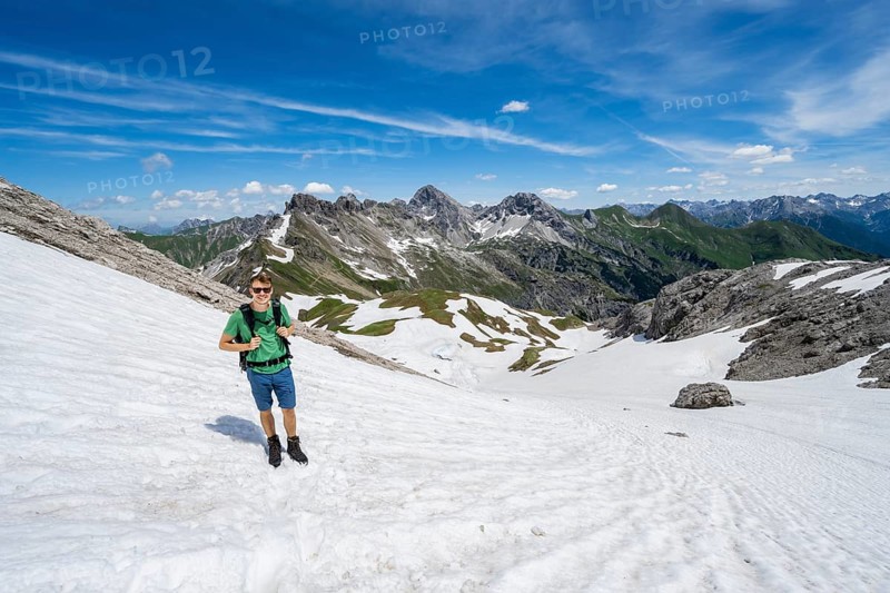 Hiker on a snow field