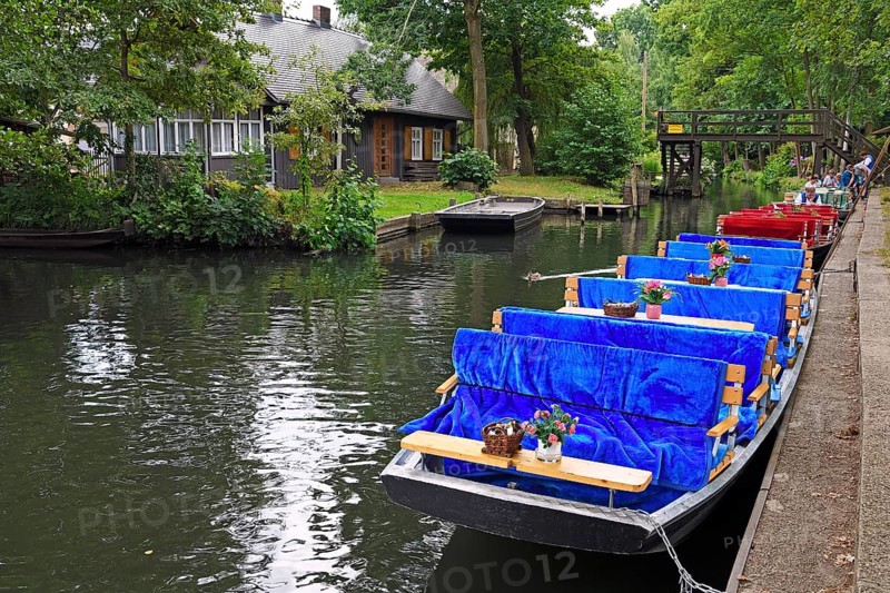 Typical Spreewald barge in the harbour of Lehde