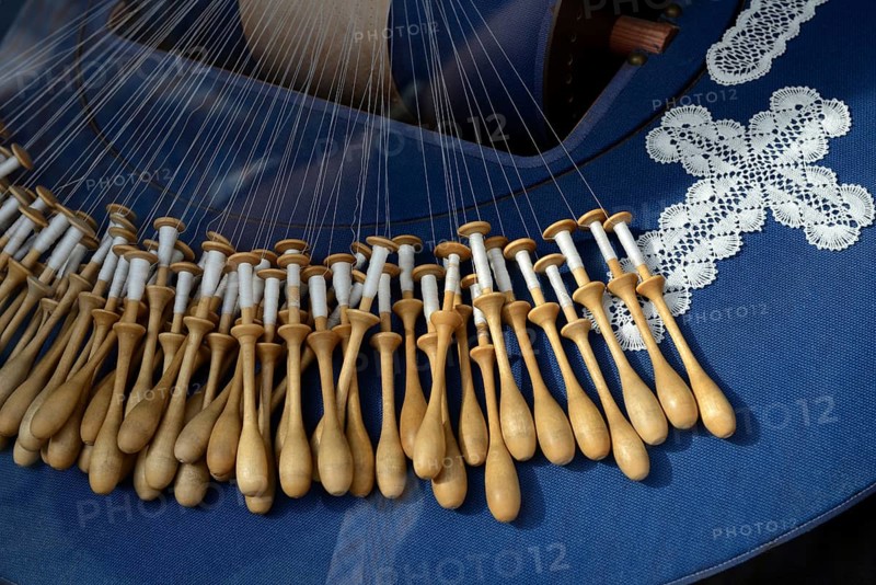 Bobbin lace in a shop window