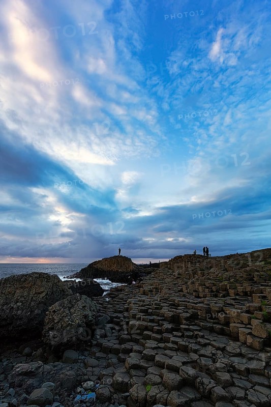 Coast with basalt columns in the evening
