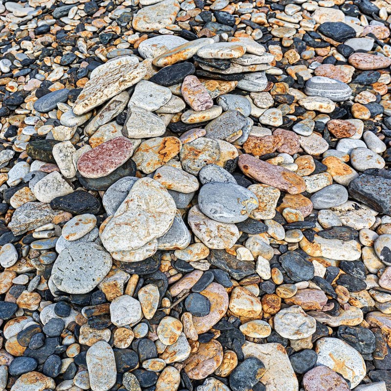 Various flat stones rounded by the sea