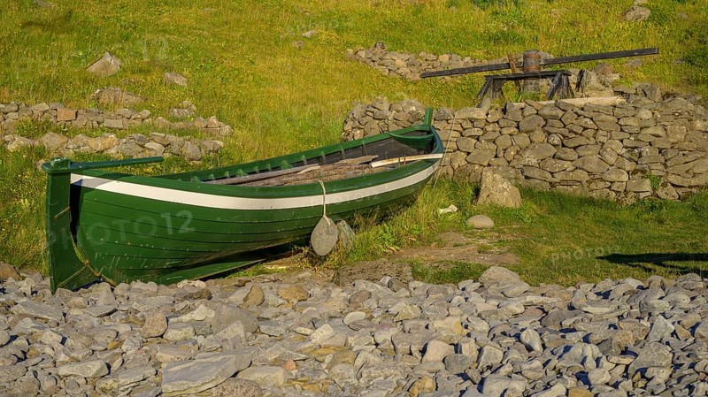 Old rowing boat built 1941 and winch