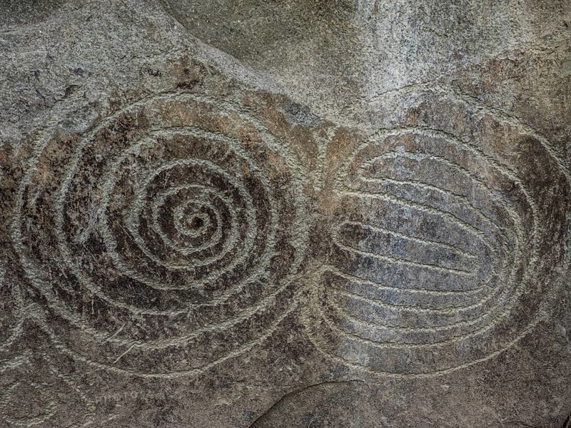 Rock engraving on Neolithic passage grave