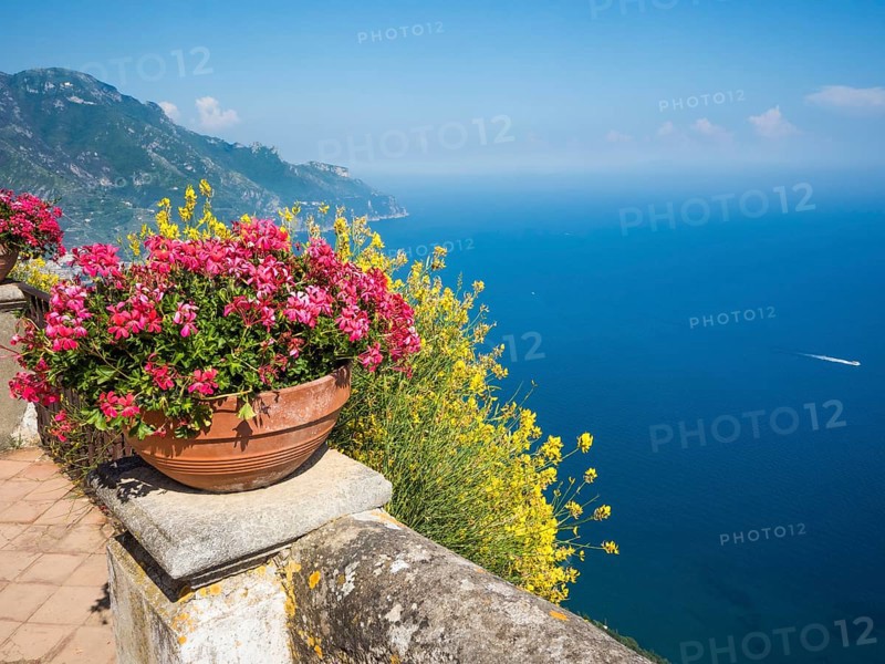 View from the Terrazza dell'Infinito of Villa Cimbrone on the Gulf of Salerno