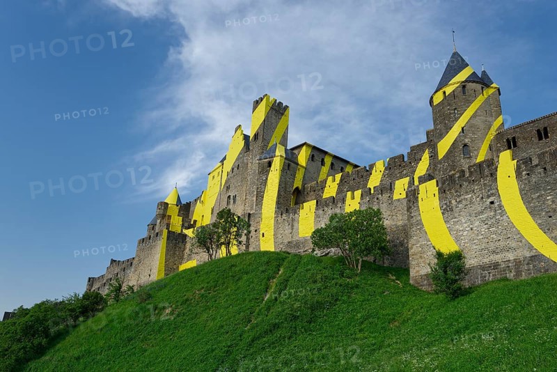 La Cite Castle with illustration by artist Felice Varini