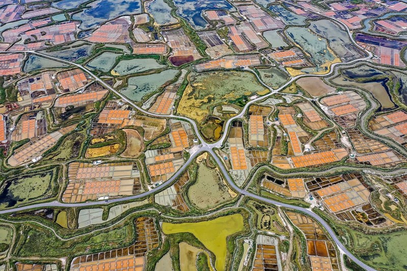 Aerial view of the salt marshes