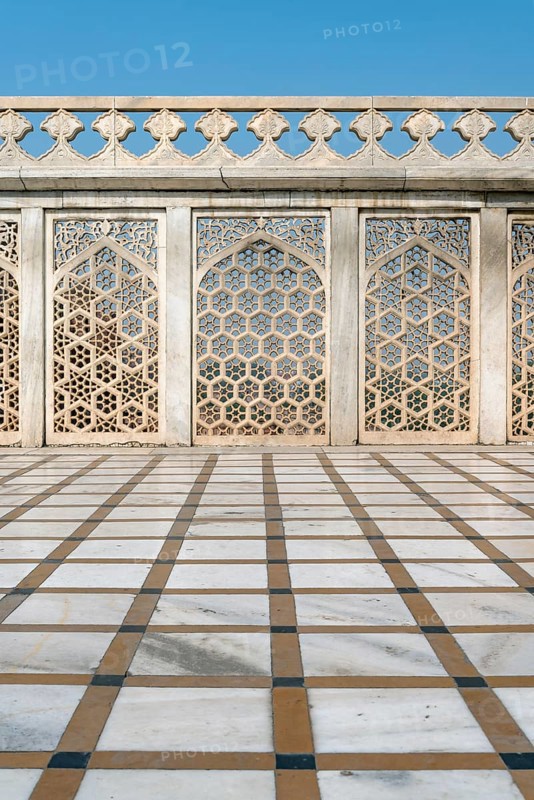 Marble floor and ornate fence
