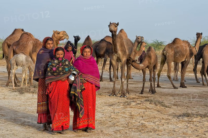 Fakirani woman in traditional dress with a water jug