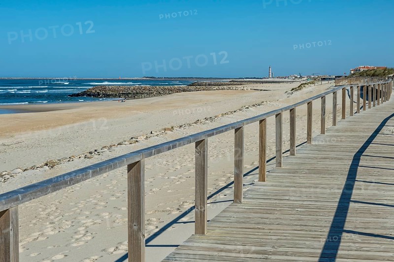 Wooden walkway on the beach Costa Nova