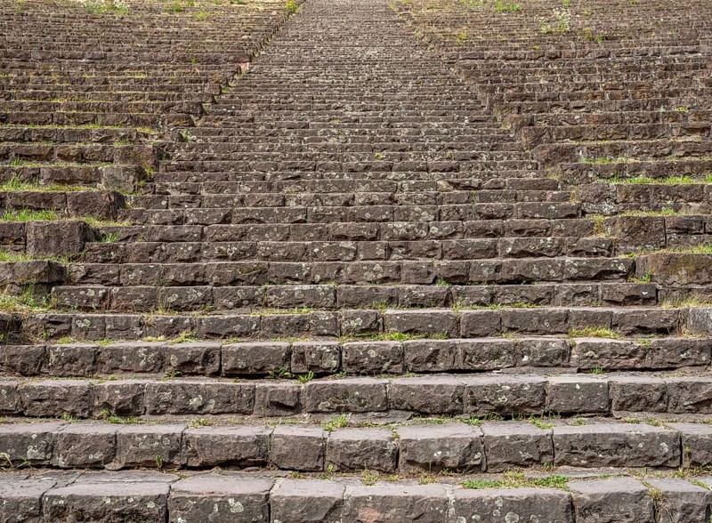 Stone staircase in the Thingstaette on the Heiligenberg