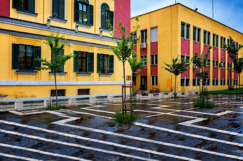 Colorful houses near Skanderberg Square