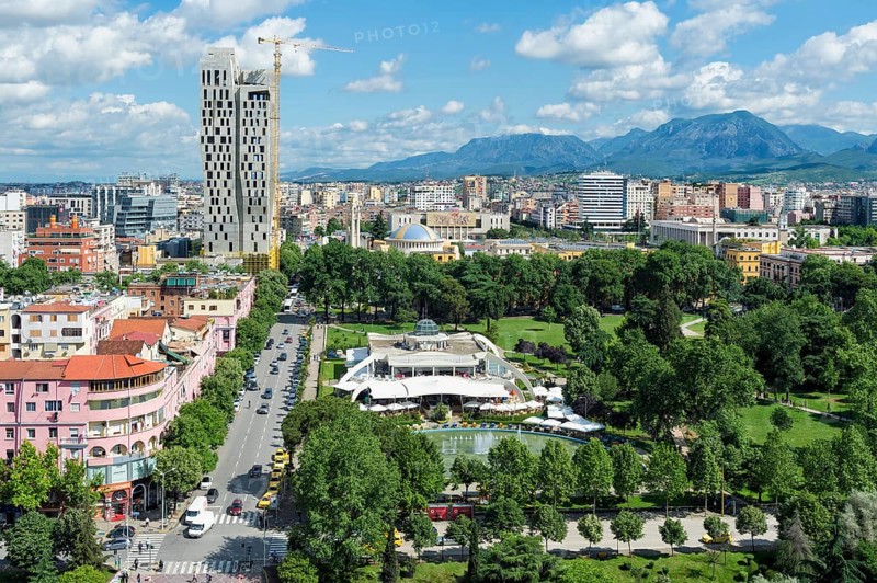 View over the city center of Tirana