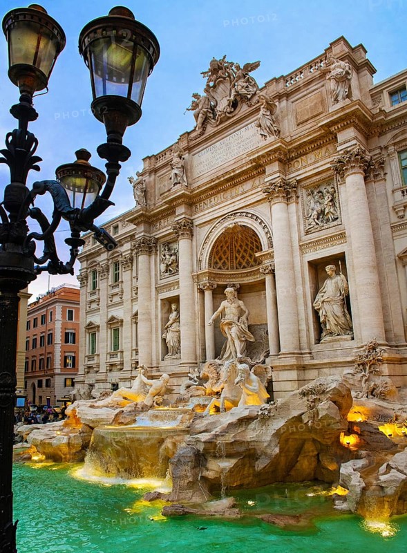 Light installation at Trevi Fountain
