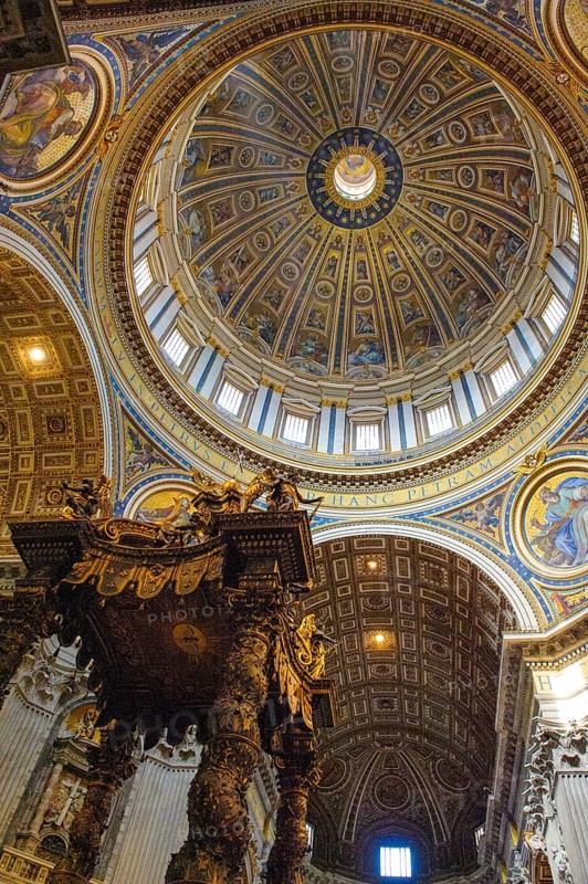 Dome of St. Peter's Basilica over canopy by Bernini