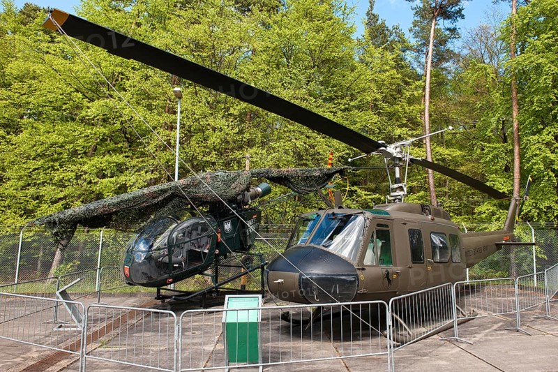 Open-air museum with disused helicopter type Aerospatiale Aloette II of the Border Police