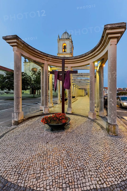 XV century Aveiro Cathedral at dusk