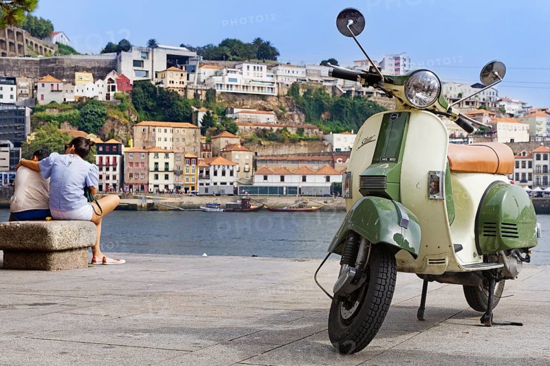 Scooter at the riverside of the Douro