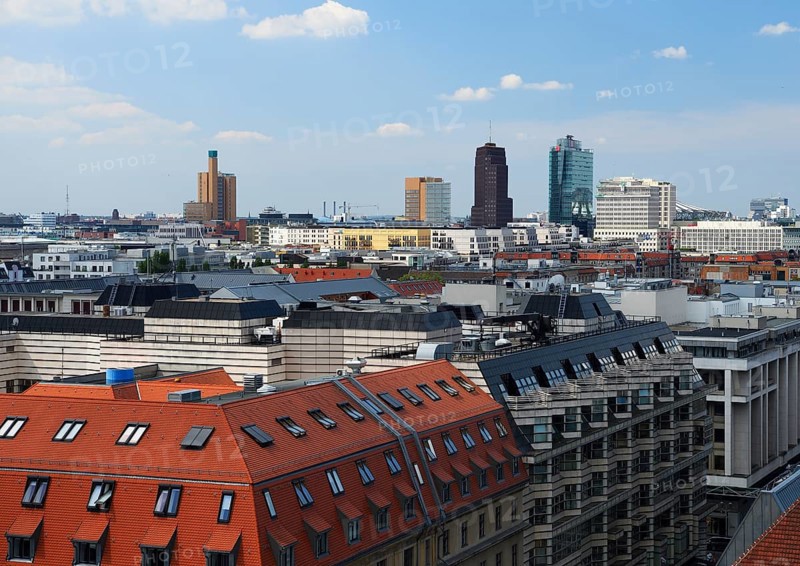 View from the French cathedral at Gendarmenmarkt to Potsdamer Platz