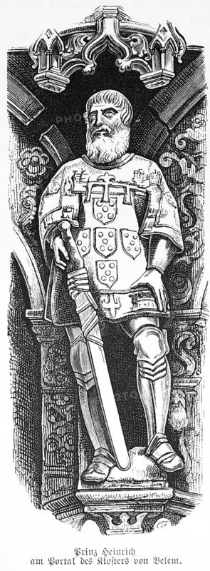 Statue of Prince Henry at the portal of the monastery of Belem