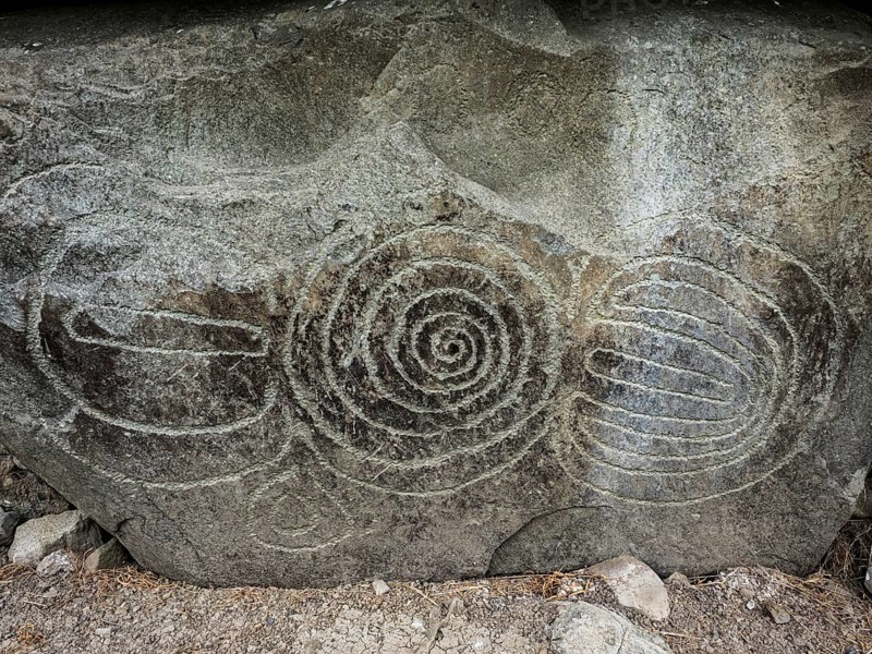 Rock engraving on Neolithic passage grave
