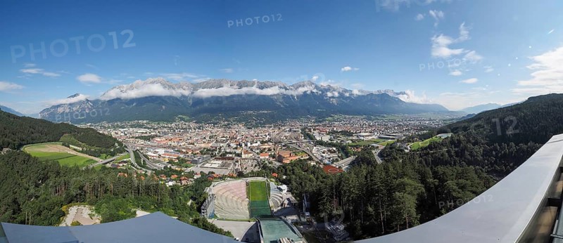 View from the Bergisel ski jump down to the stadium