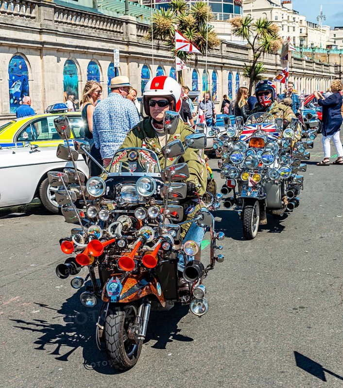 Rider on custom scooter