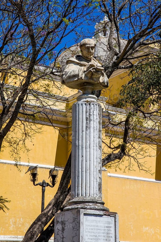 Statue of Bartolome de Las Casas in front of La Merced Church and Monastery