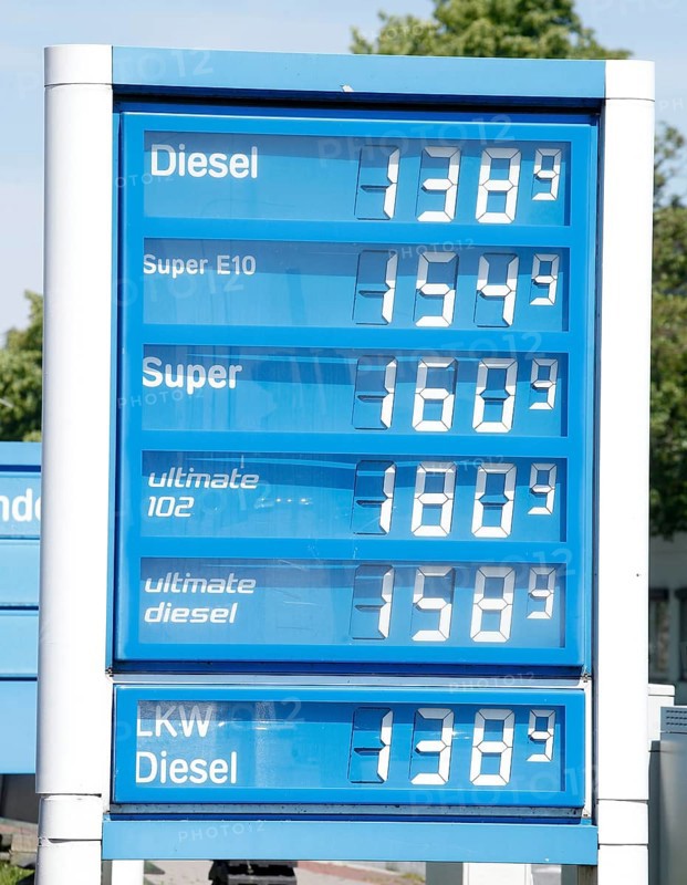 Price board at an Aral petrol station