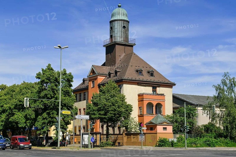 Apartment building with copper tower