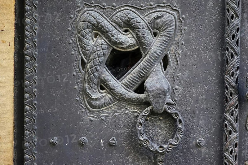 Snake on entrance door to St. Mary's Cathedral