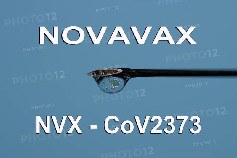 Syringe with Novavax vaccine against Corona