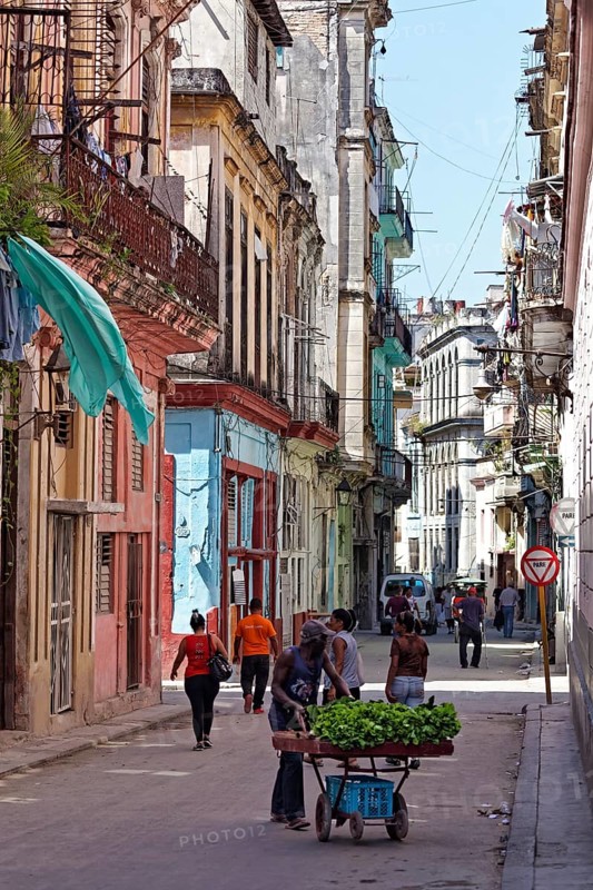 Street scene with passers-by