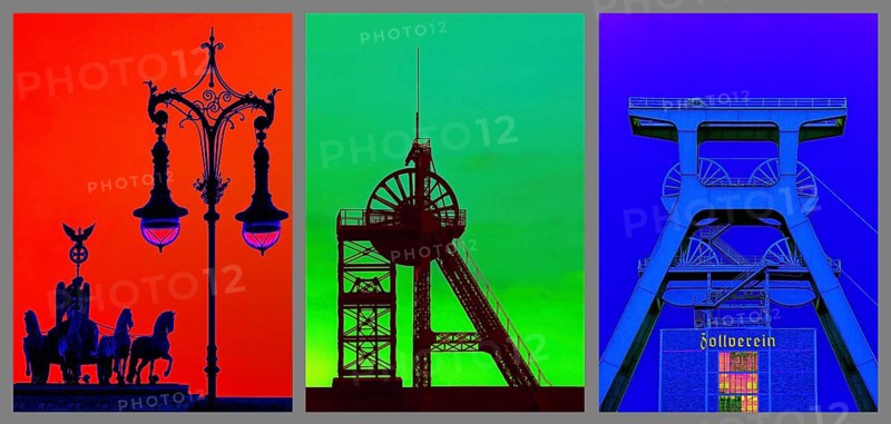 Experimental photography based on the Quadriga on the Brandenburg Gate with Old Berlin Gas Lantern in Berlin