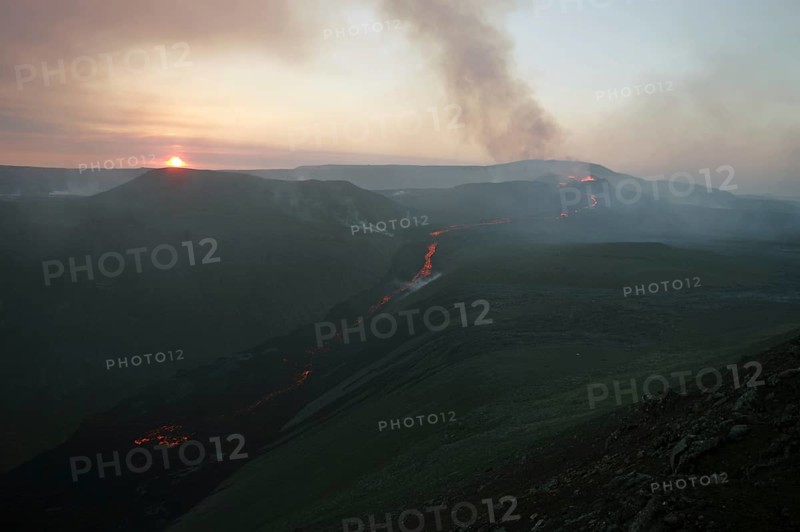Volcano with lava fountains