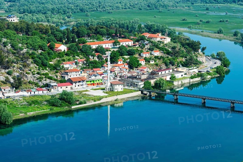 Shkodra city and Bojana river