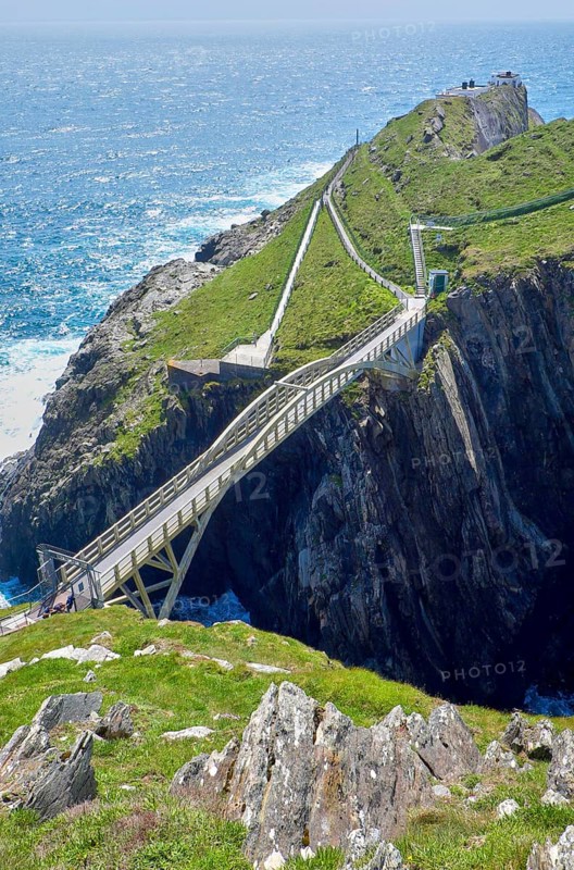 Steep cliffs with suspension bridge
