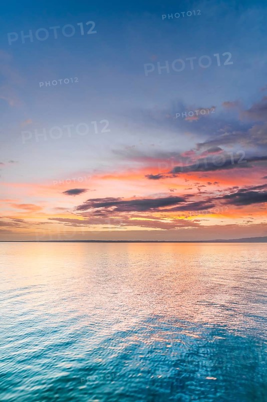 View from Arbon over Lake Constance at colourful sunrise