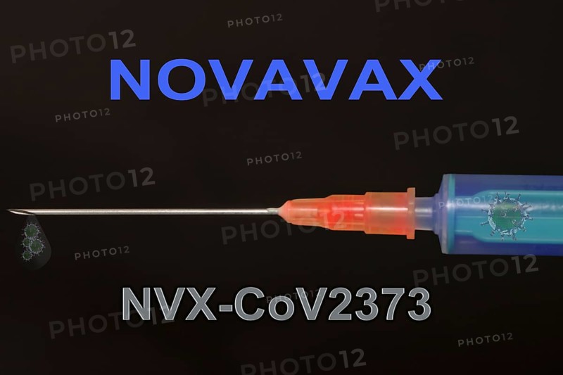 Syringe with Novavax vaccine against Corona